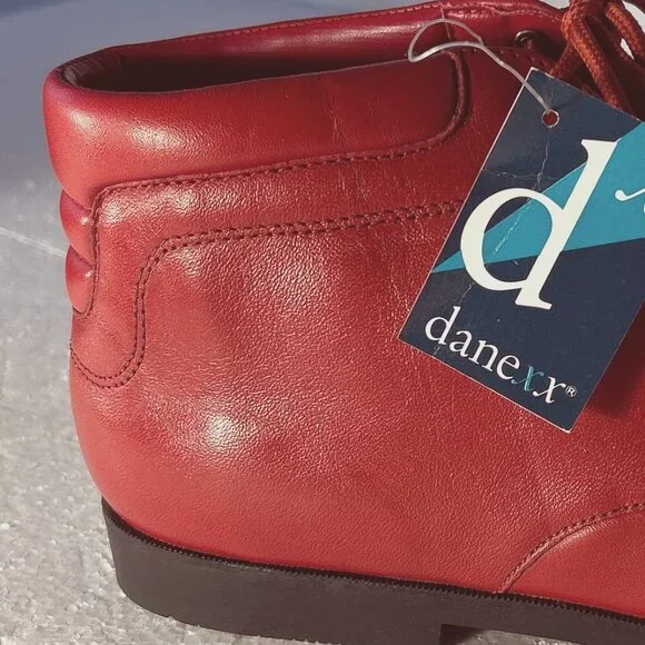 Red Leather Women's Boots - Picture 6 of 9